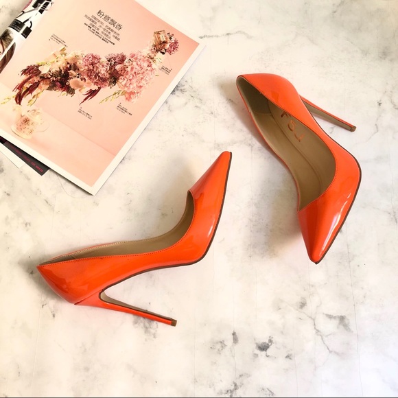 SOLD❤️ Size 9.5 Bright Orange Pump High Heel - Picture 6 of 7